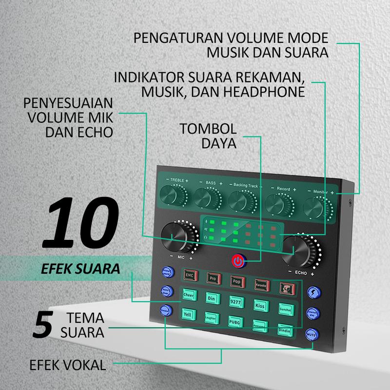 Product Introduction of Bonkyo V8s Soundcard Mixer eksternal USB audio untuk ponsel dan komputer 16