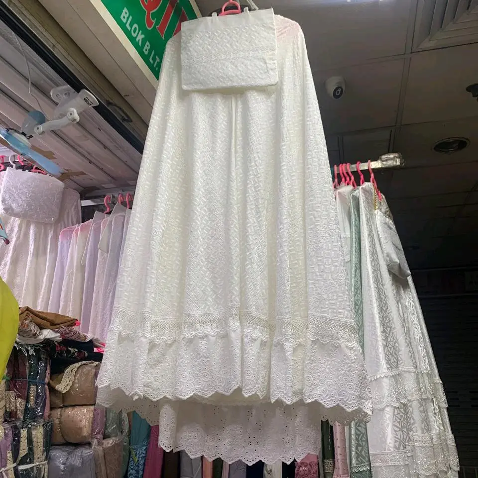(KATUN RUBIA) MUKENA KATUN ADEM FULL BORDIR RENDA PREMIUM PUTIH MEWAH DEWASA Muslim Cantik Lembut Rempel
