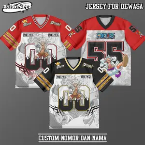 Kaos Jersey Dewasa Free Nama Free Angka Karakter Luffy NFL Oversize Full Print Jersey Atasan Baju Distro Fashion
