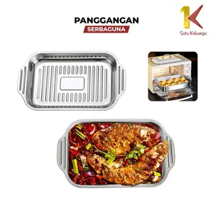 [COD] SK C1213 Nampan Panggangan Ikan Persegi Stainless Steel Serbaguna