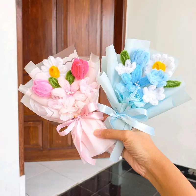 Buket mini cantik kawat bulu murah meriah 0