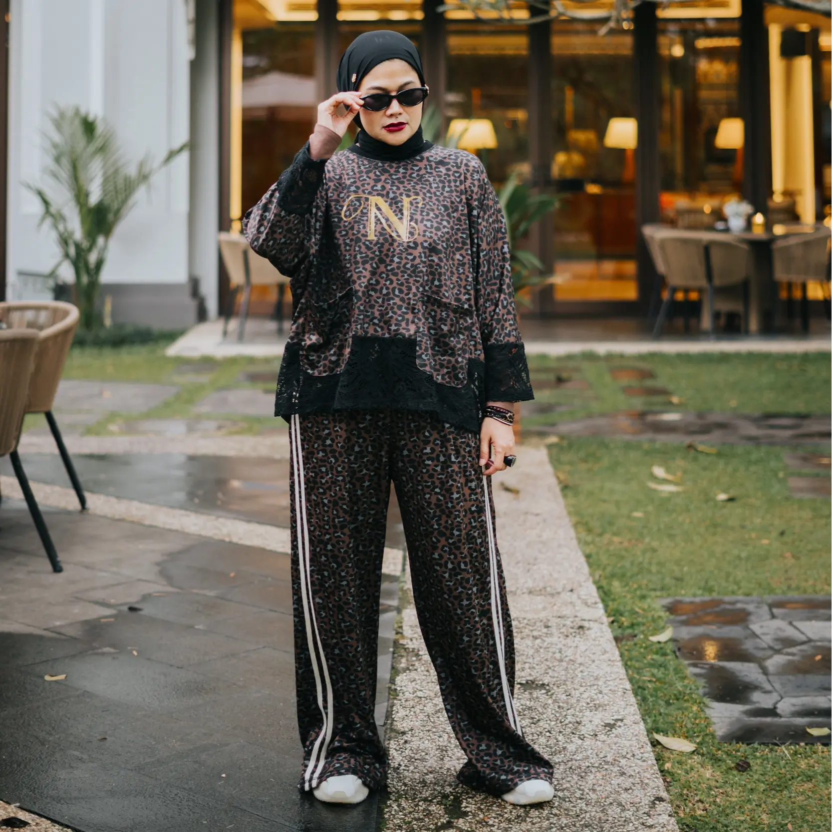 Oneset Batwing Printing Leopard