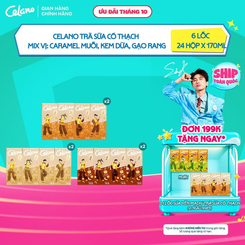 [MELIVE] [VỊ TỰ CHỌN] Combo 6 lốc Trà Sữa CELANO Vị Caramel Muối/Kem Dừa/Gạo Rang  (6 lốc x 4 hộp x 170ml)