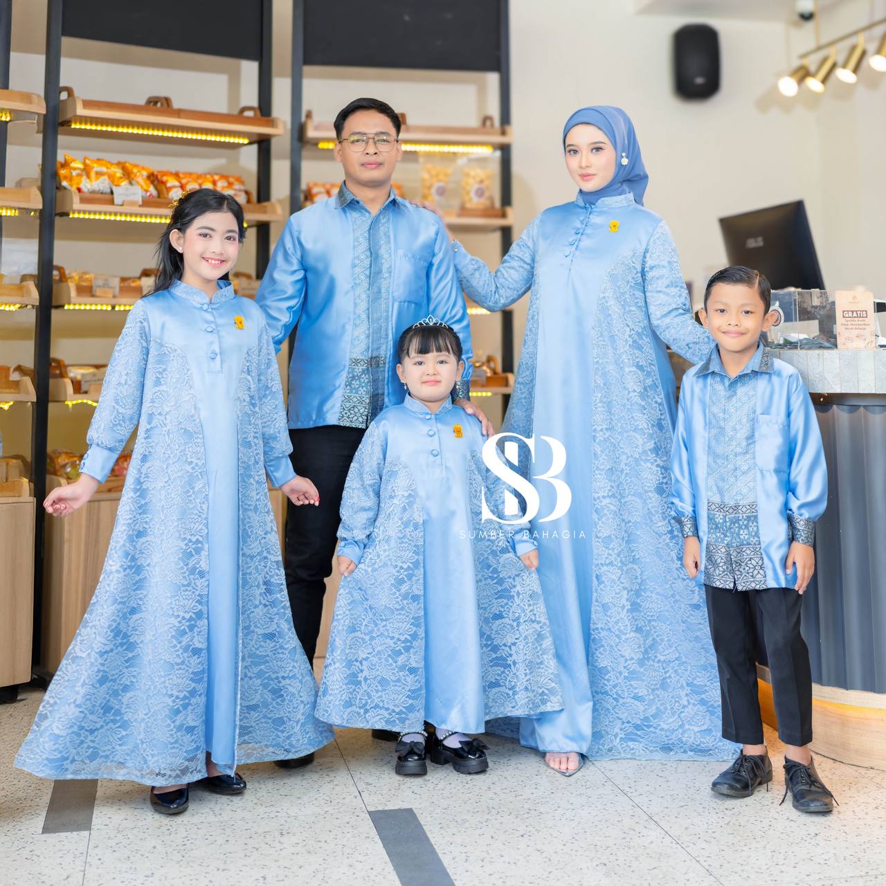 Couple Keluarga dress family set couple gamis jumbo gamis brokat pesta mewah dan kemeja songket premium set pakaian keluarga terbaru lebaran batik sumber bahagia