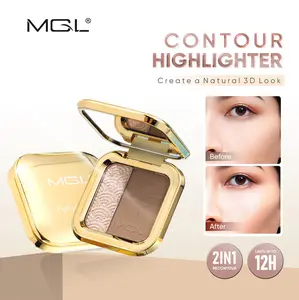[Skistore] BPOM Contour & Highlighter 2-in-1 MGL Makeup Wajah Natural 3D Glow Bronzer Powder Matte