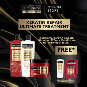 [KERATIN REPAIR ULTIMATE TREATMENT] Tresemme Shampoo Keratin Smooth 170ml + Conditioner 170ml + Hair Mask 180ml Free Conditioner + Hair Mask 30g