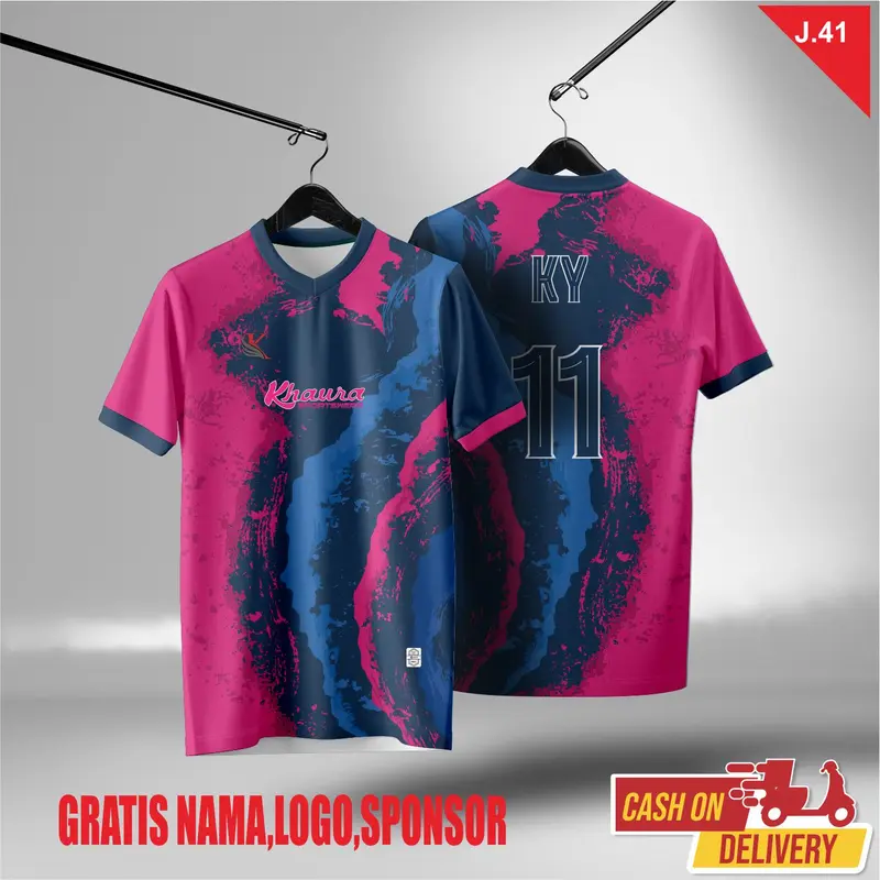Jersey custom BluePink Jersey Futsal Jersey sepakbola Olahraga Pakaian Sport jersey  sepak bola 2024 2025 3