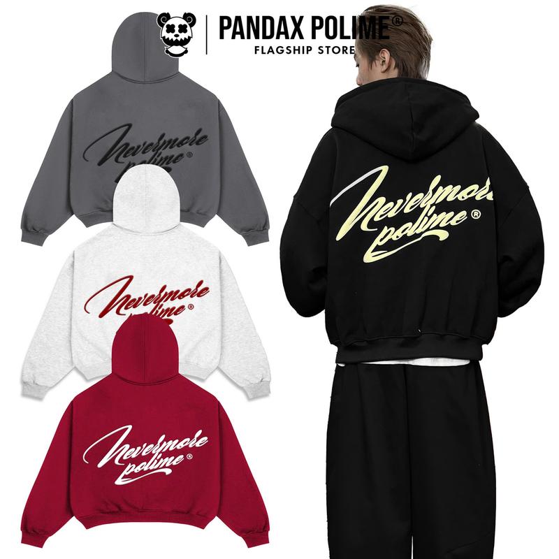 Khoác nỉ bông big boxy hoodie zip nam nữ big size nỉ mỏng chống nắng in nổi px pandaxvn polime