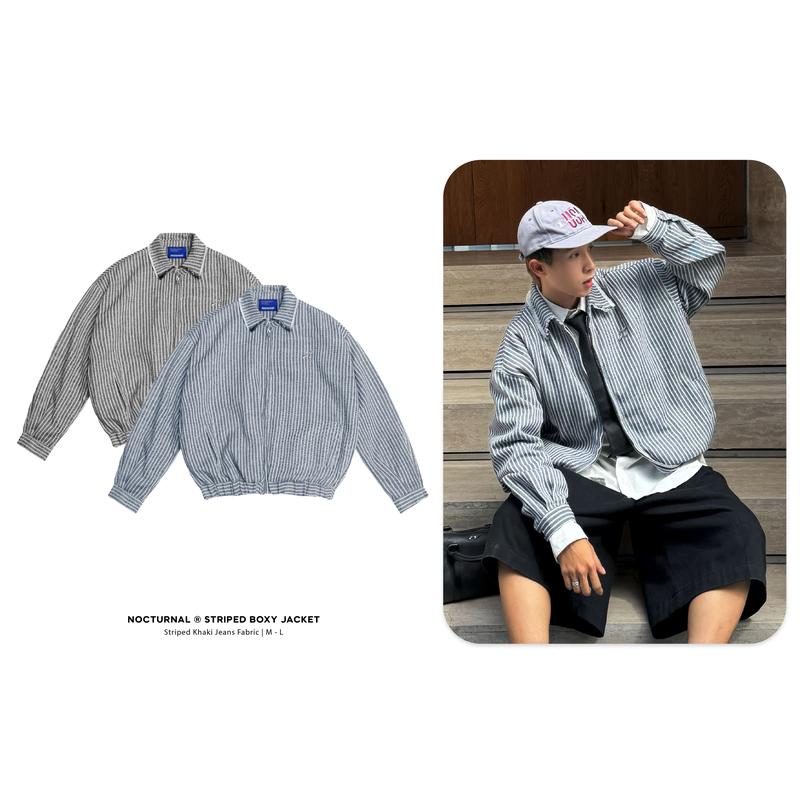 Áo Khoác Form Boxy NOCTURNAL Striped Boxy Jacket Khaki Jeans Nam Nữ Unisex Localbrand
