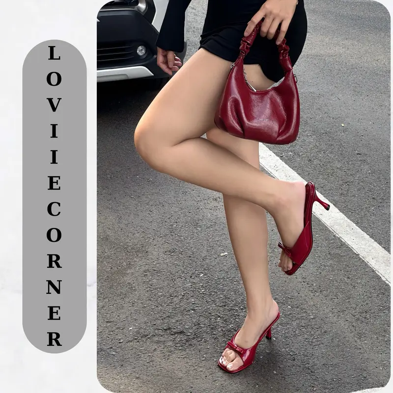 LOVIIECORNER GUỐC CAO GÓT NỮ TIỂU THƯ - CAO GÓT MŨI VUÔNG THIẾT KẾ NƠ HIỆN ĐẠI - GUÓC CAO GÓT BASIC 7 PHÂN - 3 PHÂN - D241016 - D250414 3