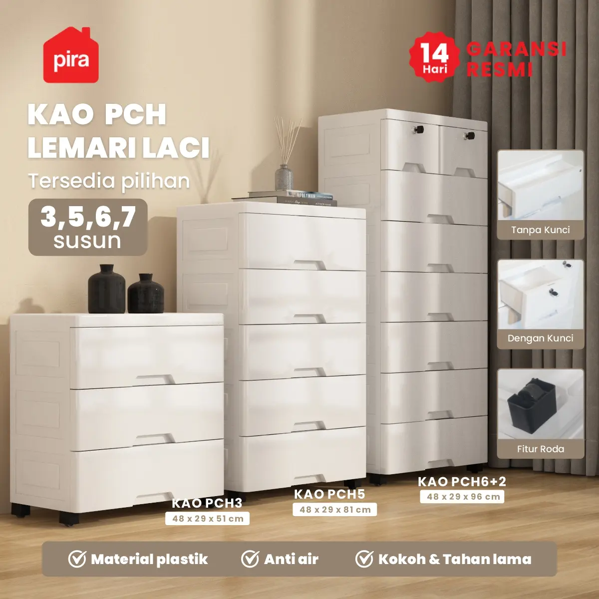 PIRA METROPOLIS - KAO PCH Lemari Laci Plastik / Lemari Plastik / Drawer Plastik / Lemari Bayi / Lemari Pakaian Anak