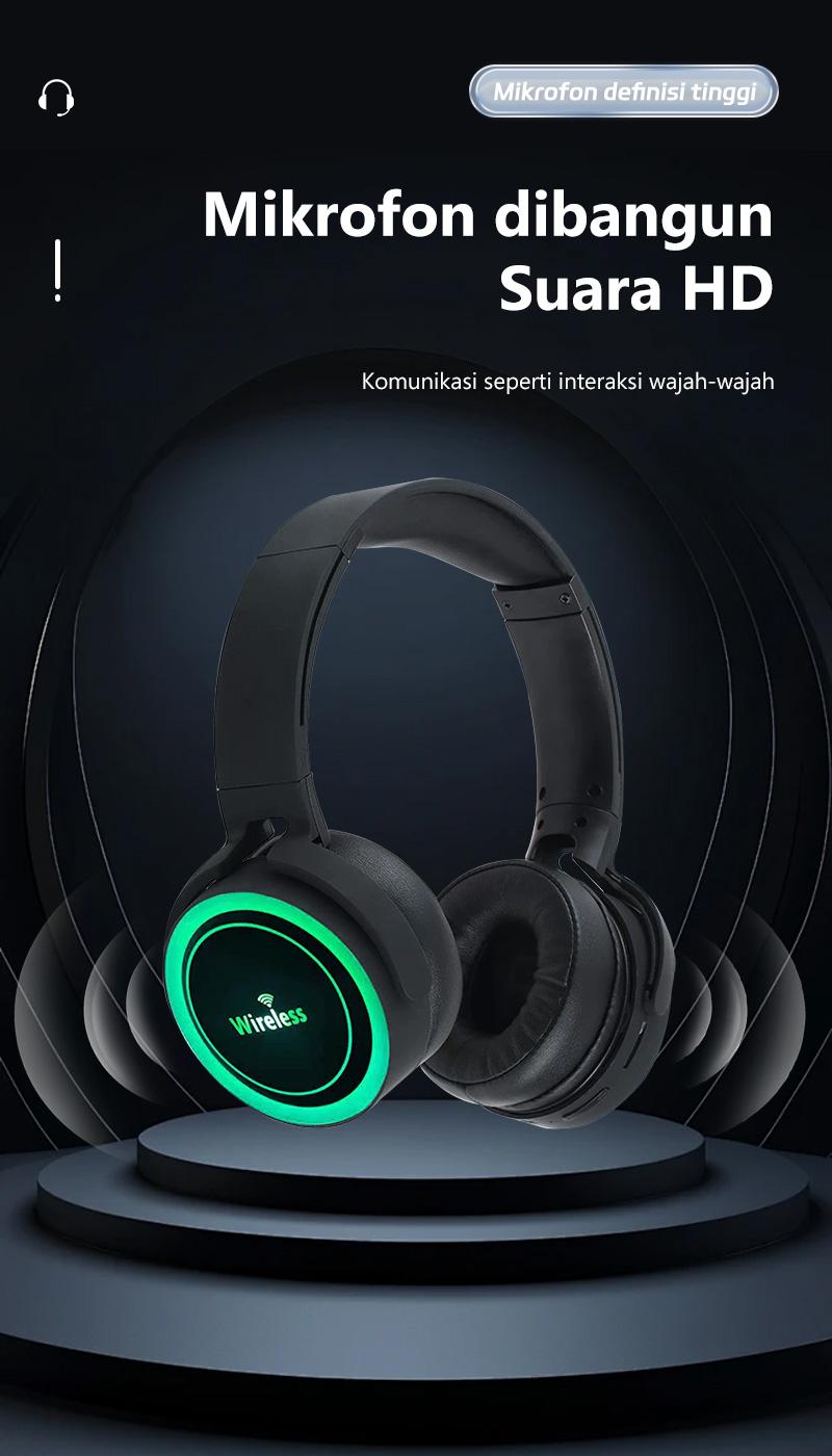 Headphone Bluetooth nirkabel over-ear dengan masa pakai baterai yang sangat lama dan peredam bising, kompatibel dengan ponsel