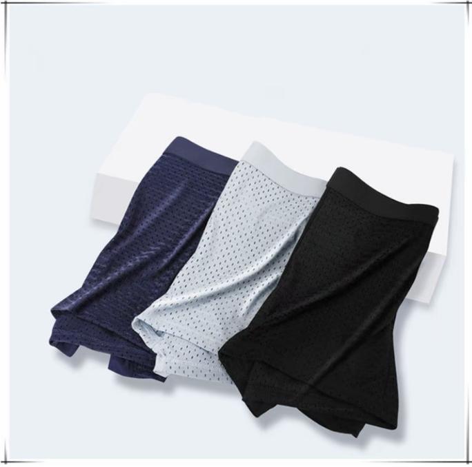 Quần Lót Boxer Nam, Chất Liệu Lụa Lạnh 4 Cái / lốc, Thiết Kế Lưới, Thoáng Khí, Quần Đùi Thoải Mái 7