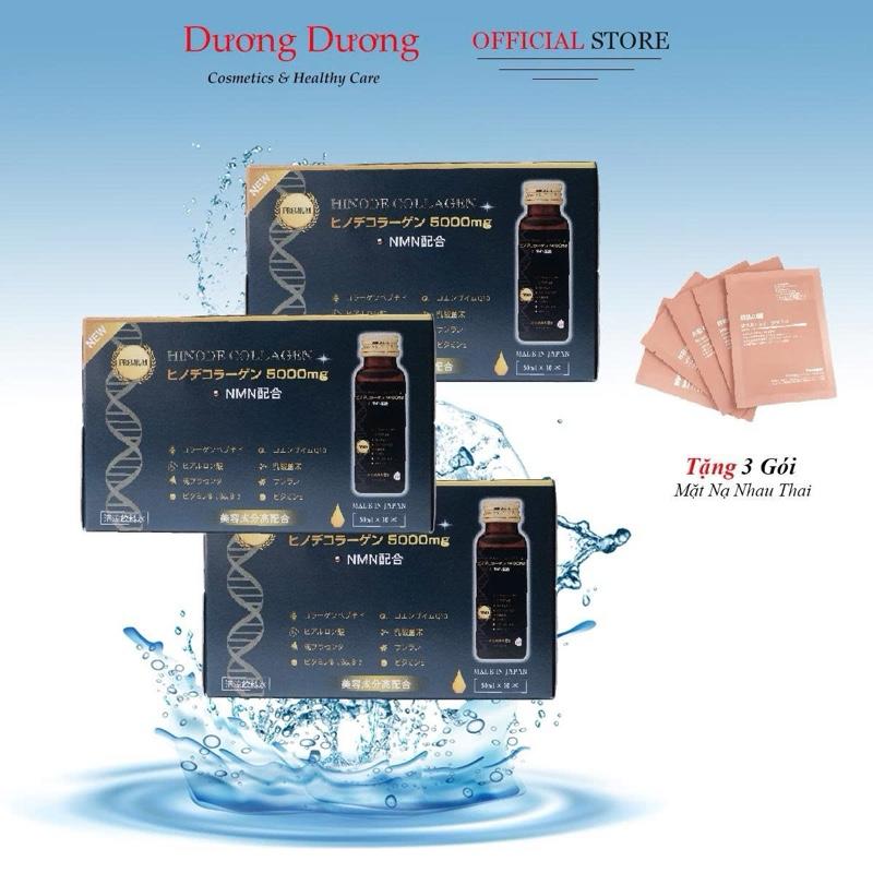 Combo 3 Hộp Nước Uống Hinode Collagen NMN Nhật Bản (30 Chai x 50ml) - Tặng Combo 3 Gói Mặt Nạ Nhau Thai Cừu