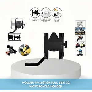 Holder Spion Motor Phone Holder Universal Stang Rotation 360 Plastik ABS Outdoor Sport Cocok untuk Motor Sepeda dan Skuter handphone senderan dudukan Car Ukuran panjang yang dapat di adjust Motorcycle Black Silver Metal
