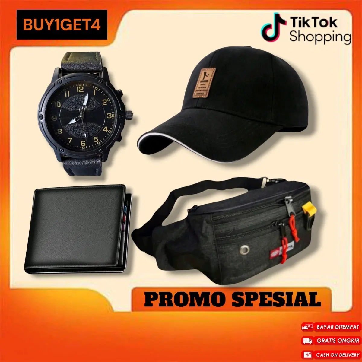 kanvas PAKET KEREN (BUY 1 GET 4) Tas waistbag free dompet,jam,topi Kulit waist bag casual pocket weatherproof minimalis tas selempang & bahu slow respon anggun waistbag casual wesbek kecil merah maron multifungsi obn hijau bum bag & belt bag sling