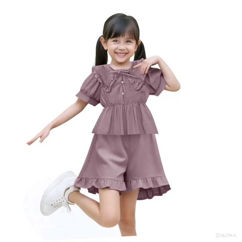 (Laura kids 24)fashion Setelan set Cheryl Anak Perempuan,bahan katun  linen cringkle premium.bahan sesuai yang tertulis. 1