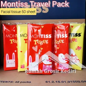 (20 PACK) Montiss Travel Pack 50 sheets 2 ply Facial tissue Tisu Lembut Dan Halus