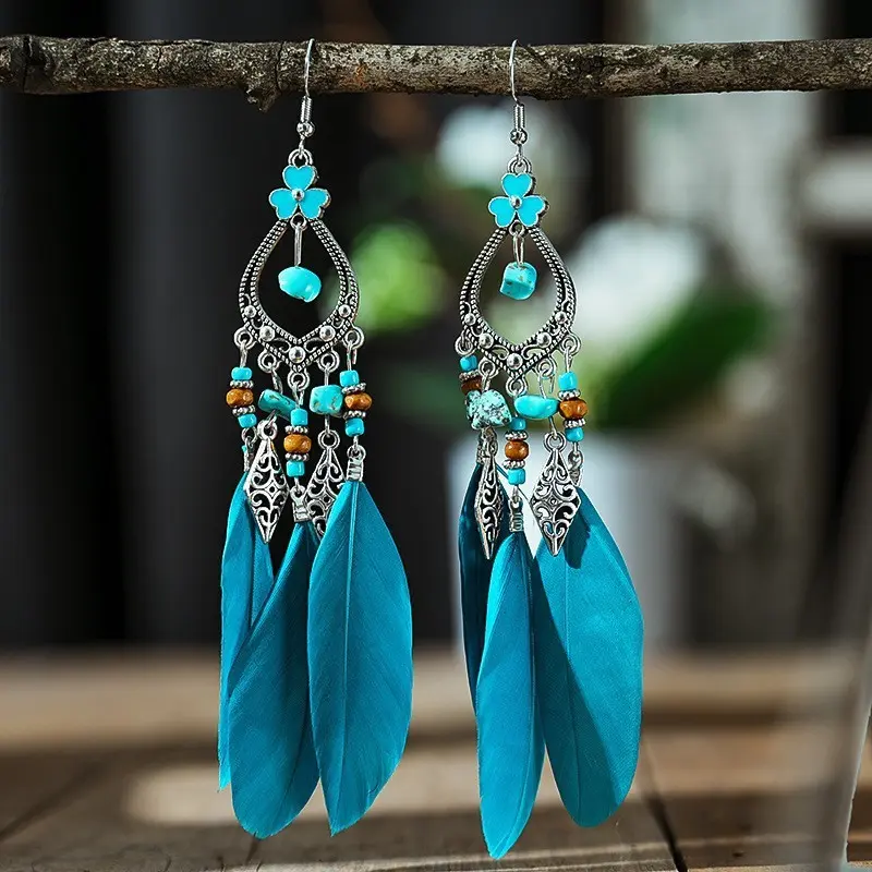 Feather Earrings, Ethnic Earrings, Travel Wear and Photo Accessories
