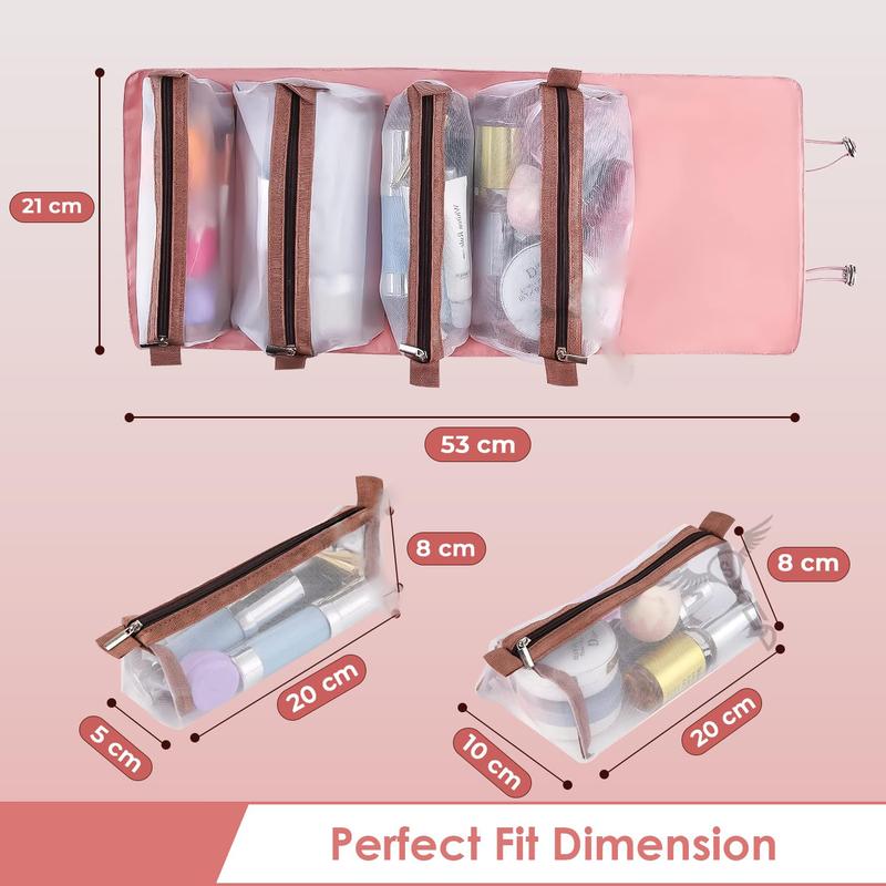 Separate and Organized] 4 Compartment (Removable) RollUp Makeup Bag