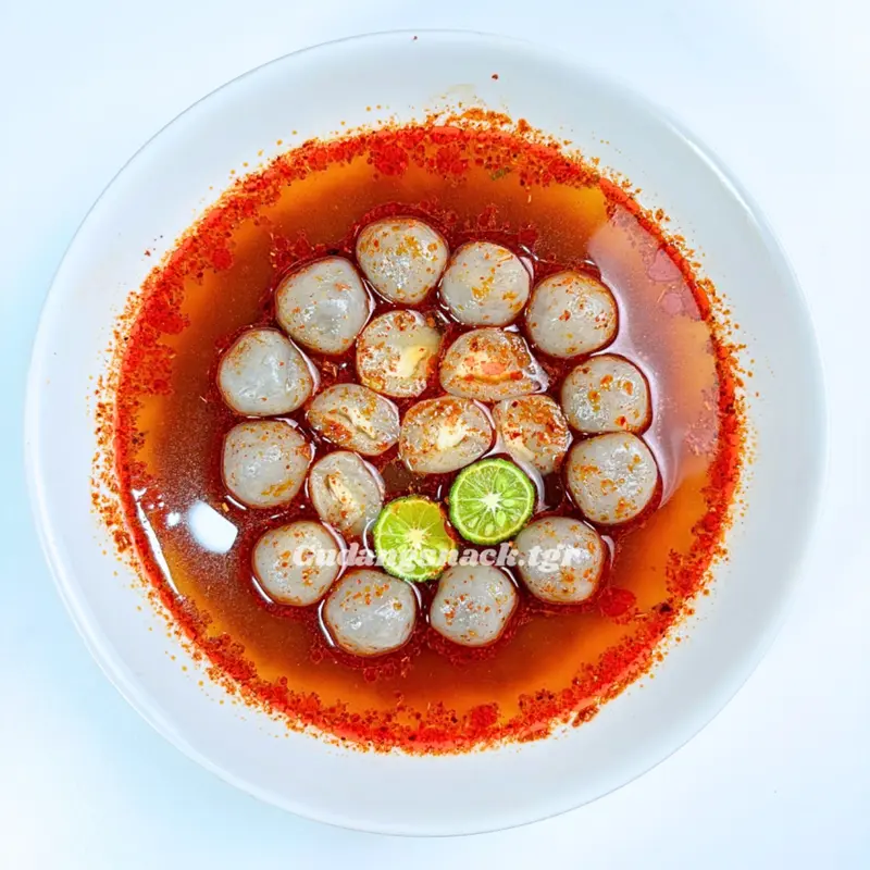 1 Bks Baso Aci Isi Keju Mozza Isi 15 Butir Dengan Kuah Chilli Oil Dan Cabai Bubuk 3