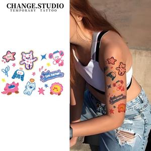 Miếng Dán Hình Xăm Màu, Thiết Kế Hoạt Hình Dễ Thương, Kéo Dài Trong 7 Ngày, Không Thấm Nước Và Chống Ma Sát, Có Sẵn Trong Nhiều Màu Sắc