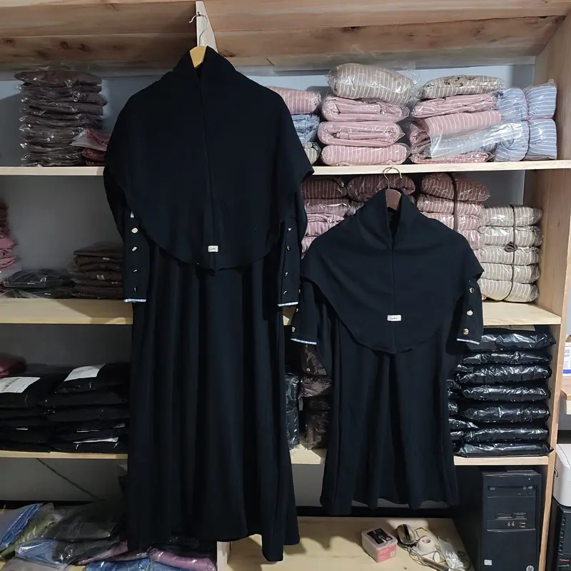 Gamis abaya inara set kerudung couple ibu dan anak perempuan muslimah bahan knit premium terbaru dan terkini tersedia dari anak 2tahun sampai 14tahun gamisabaya 1