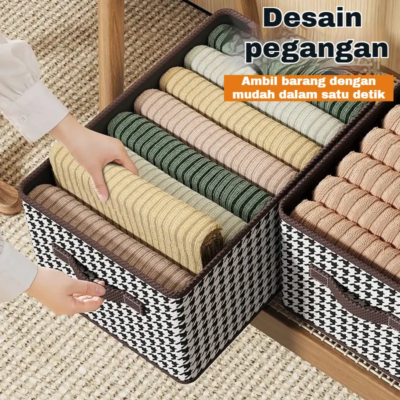QL Storage Box dapat dilipat kotak penyimpanan Multifungsi Box Organizer kapas dan rami box storage Penyimpanan pakaian container box