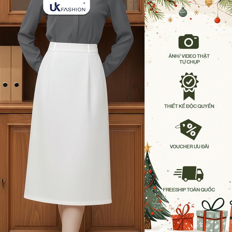  Chân Váy A UK Fashion Công Sở Nữ Thanh Lịch Phiên Bản Mới Vải Mềm Mịn UKCV2406001 