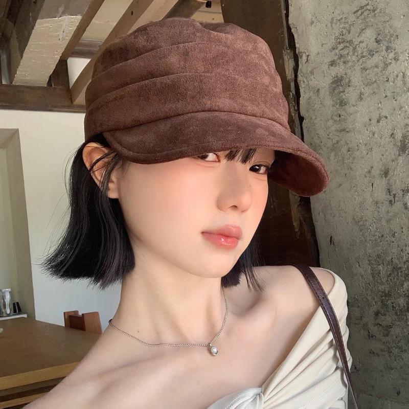  Mũ lưỡi trai beret nhung lì cho nữ mùa thu đông trơn màu dễ phối đồ đi chơi dạo phố phong cách retro cổ điển 