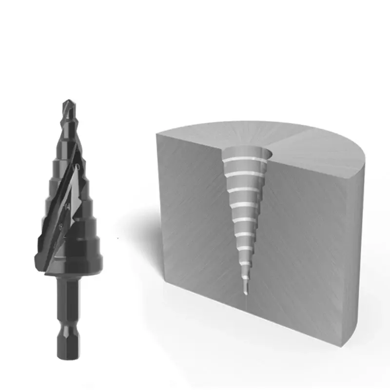 Mata Bor Pagoda Untuk Baja 3 Pcs Spiral HSS Steel Titanium Coated mata bor Pagoda besi kerucut Cone drill hole saw 5