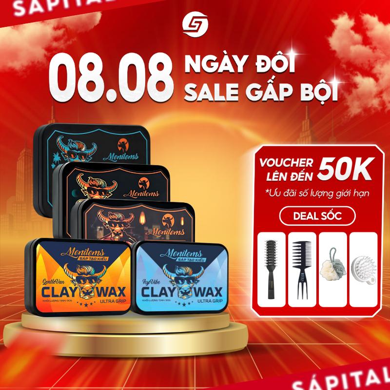 [Phiên bản mới] Sáp vuốt tóc MENITEMS 50g/100g | Gentle Blue - Tropical WInd - Perfect Night | Sáp dưỡng tạo kiểu tự nhiên, Chăm Sóc Tóc giữ nếp siêu cấp, hương nước hoa lôi cuốn - Tặng Lược Bán Nguyệt