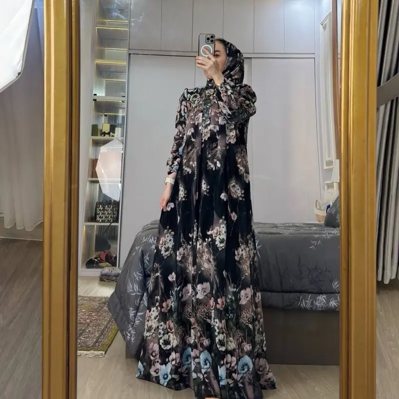 BatikAifa-Gamis Free Hijab Raya Busui Freandly Kancing Depan 2