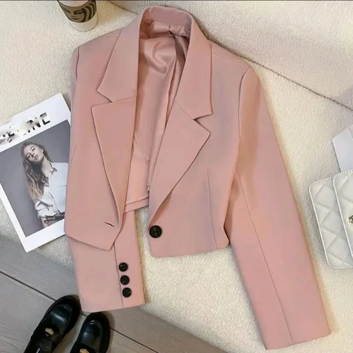 Blazer crop wanita, Blazer wanita korea , Blazer cropped Atasan 2