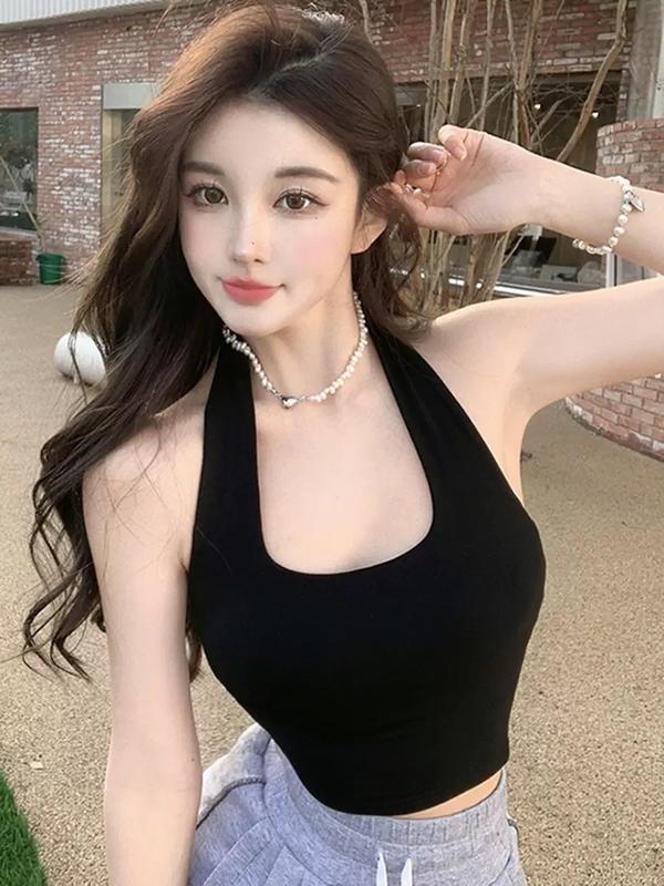 Product Introduction of HotgirlShort halter neck vest for women, tight and slim fit, sleeveless top 20
