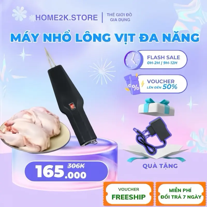 Máy Nhổ Lông Vịt Cầm Tay, Máy Vặt Lông Vịt Gà Lông Măng Không Dây Thế Hệ Mới Công Suất Cao, Bảo Hành 12 Tháng