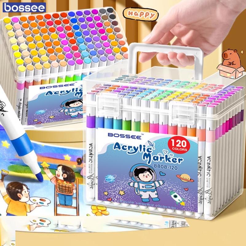 Set 24 36 48 60 80 120 Bút Acrylic Marker Lượng Mực Nhiều Tô Màu Vẽ Tranh Trên Mọi Chất Liệu Diy Bút Màu Họa Cụ Thân Bút Nhỏ Kèm Hộp Đựng Cho Bé