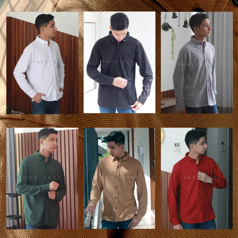 BIGSALE Tweltree Kemeja Kasual Pria Lengan Panjang Katun Pique Premium Casual Fit Tebal  Baju  Hitam Dewasa Murah Distro 7