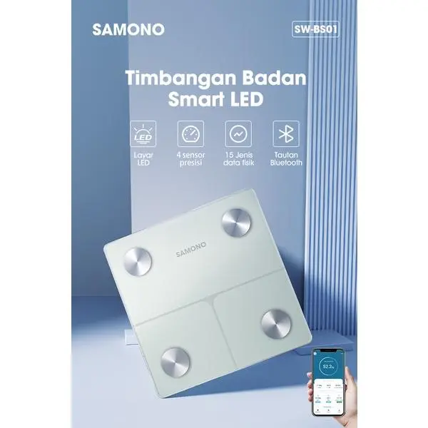 [COD] SAMONO SW-BS01 Timbangan Digital LED Tautan Bluetooth dengan Aplikasi Data Tubuh Timbangan 4 Sensor 4