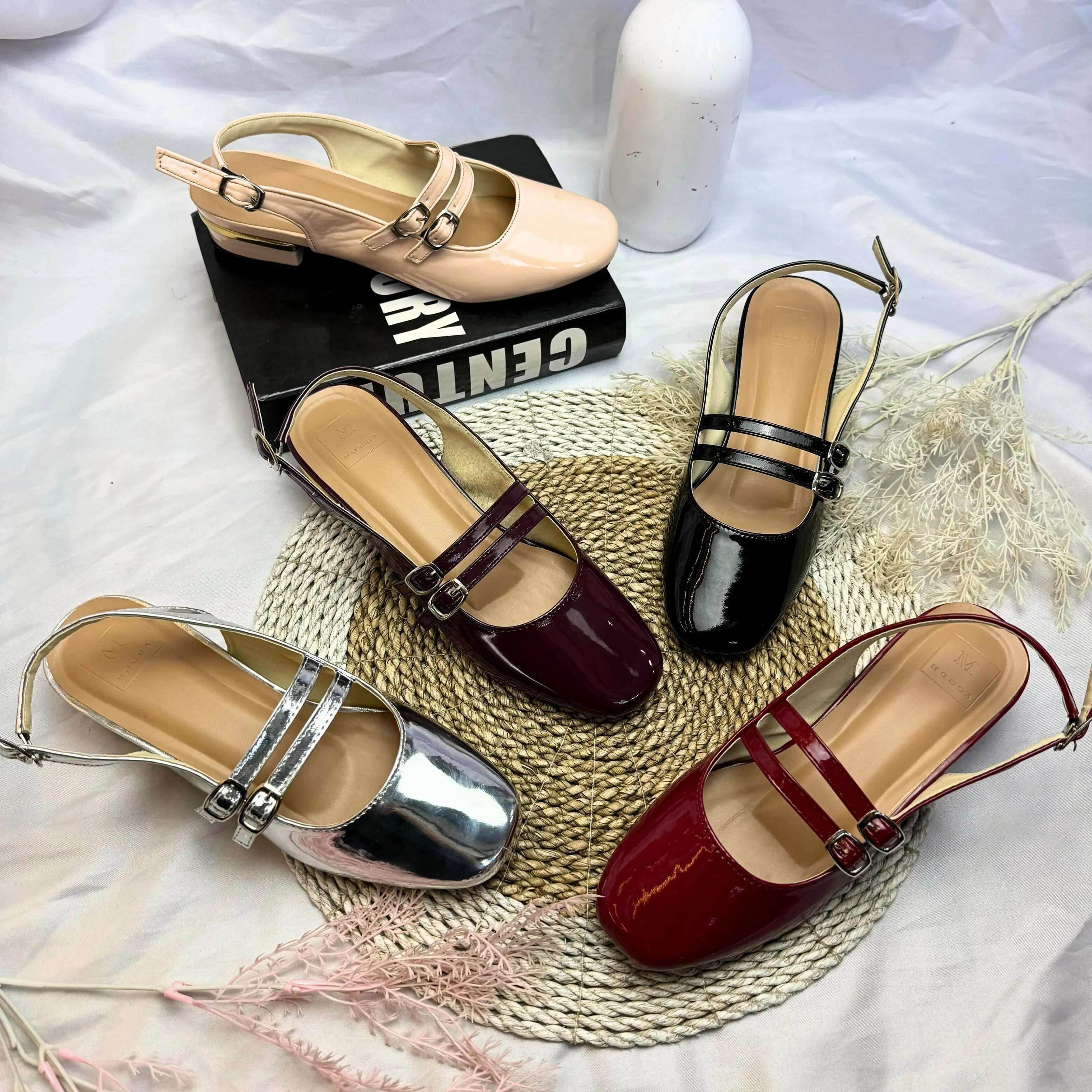 ABBUSHOES IR 32 sepatu slop wanita tali gesper 3cm
