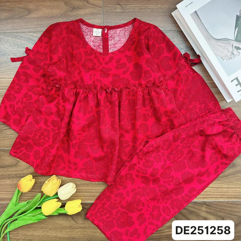  SALE DE251258 Bộ tole dài Mẹ và Bé 10kg-68kg babydoll tay dài quần dài với chất liệu tole lanh loại 1 mềm mát. MinMin Baby 