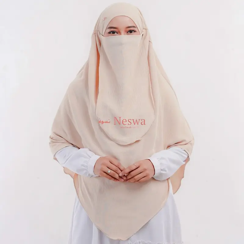NESWA French Khimar Instan Free Cadar Tali Syari Crinkle Airflow Premium Instan Hijab Traveling FK Antem Panjang Cantik 6