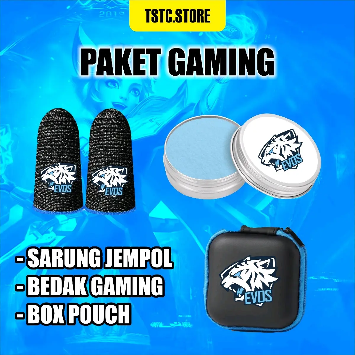 SARUNG GAME EVOS ISI BOX + BEDAK GAMING  ANTI KERINGAT SENSITIF GAMING SUPER SOFT PREMIUM Accessories Komputer