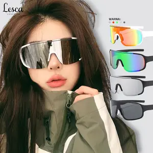 Lesca Kacamata Hitam Futuristic Anti UV Kacamata Olahraga Sporty Pria Wanita Kekinian
