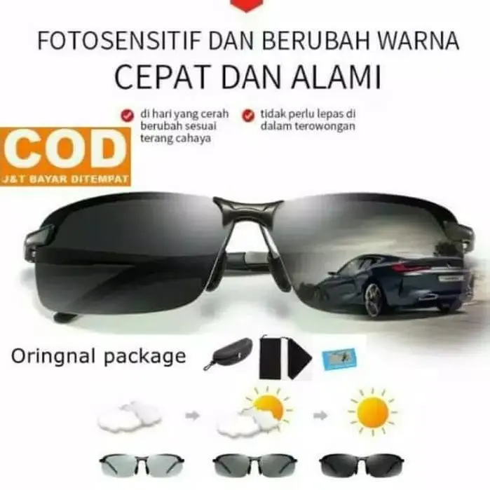 Kacamata Polarized Pria Original Photocromic Polaris Siang Malam