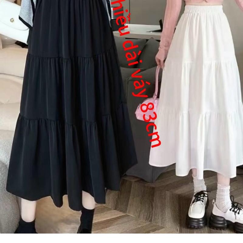 Chân Váy 3 Tầng Dáng Dài Lụa 100D Cotton Phong Cách Uizzang Lưng 5 Phân Thời Trang Cho Nữ Thiết Kế 3 Tầng Thoải Mái Màu Trắng Đen Kích Thước S M Chiều Dài 79cm-83cm