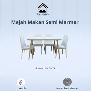 Meja Makan Marmer 4/6Kursi Besi Minimalis Furniture Minimalis