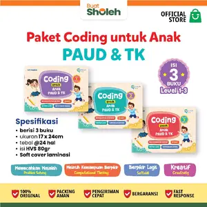 Buat Sholeh Official Store Paket Buku Coding PAUD & TK Isi 3 Buku Full Colour untuk Kognitif Development dan Digital Learning II buku edukasi untuk anak