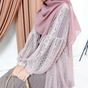 Cardigan Wanita Kondangan Kekinian Long Outer Brukat Premium Lengan Balon Fit Oversize Elegan Nyaman untuk Sehari-hari