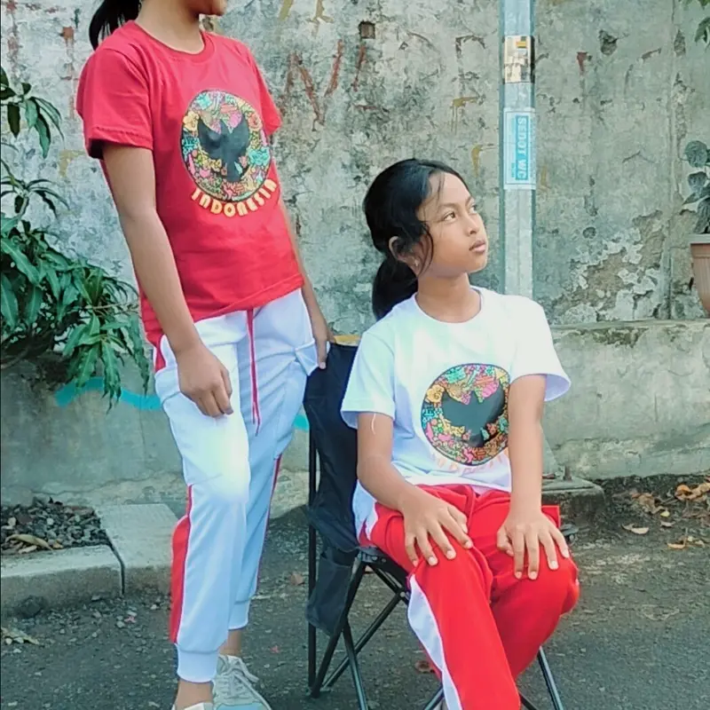 Pakaian anak setelan kaos tshirt celana joger anak cowok cewek laki-laki perempuan usia 3-13 tahun kemerdekaan merdeka agustusan Hut RI Baju 3